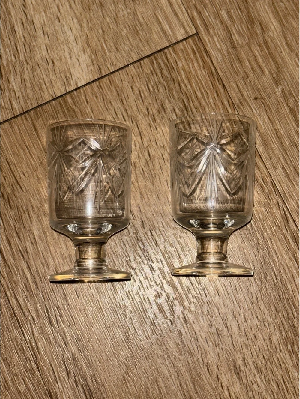 Vintage Cut Crystal Cordial Glasses Set of 2 D125